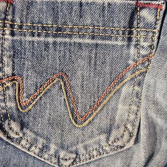 Edwin 503 Blue Straight Leg Women's Jeans With Red. Size XS - Picture 4 of 5